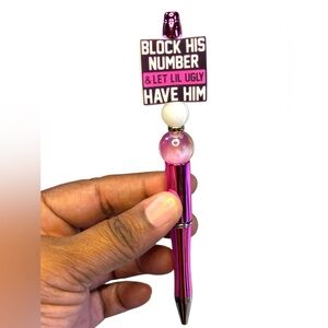 Pink Novelty Handmade Pen with Humorous Topper